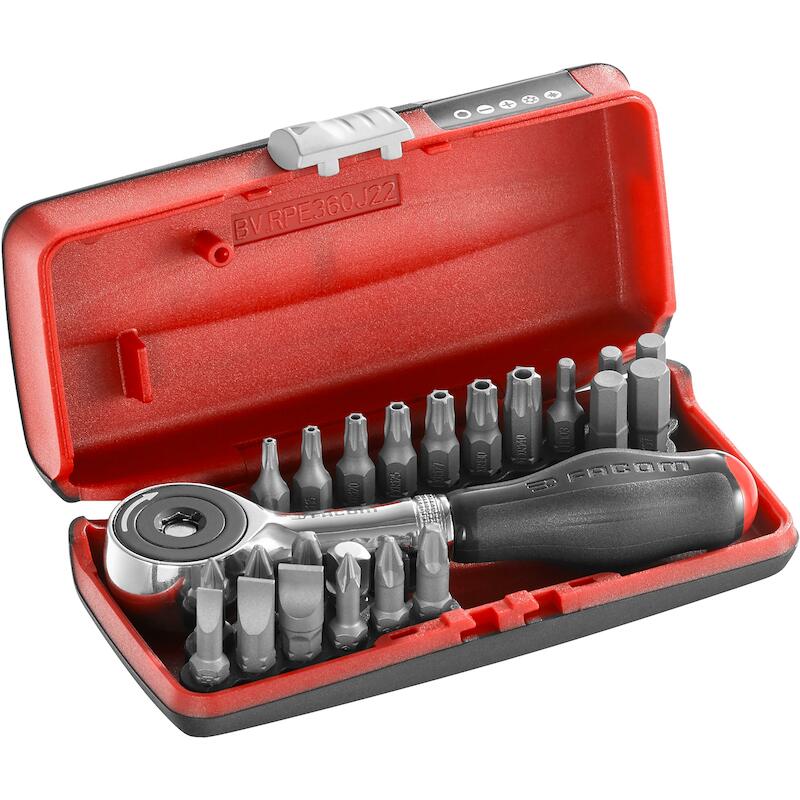 JEU CLIQUET 1/4" + BITS     R.PE360J22PB(22PC)FACO