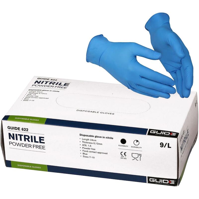Guide - 622 - gants jetables - nitrile - taille 9 - 0,1 mm - bleu - non poudrés - 100 pièces - 02937497
