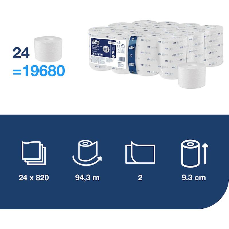 PAPIER TOILETTE 93X125MM 820 FEUIL.24 ROUL 472630