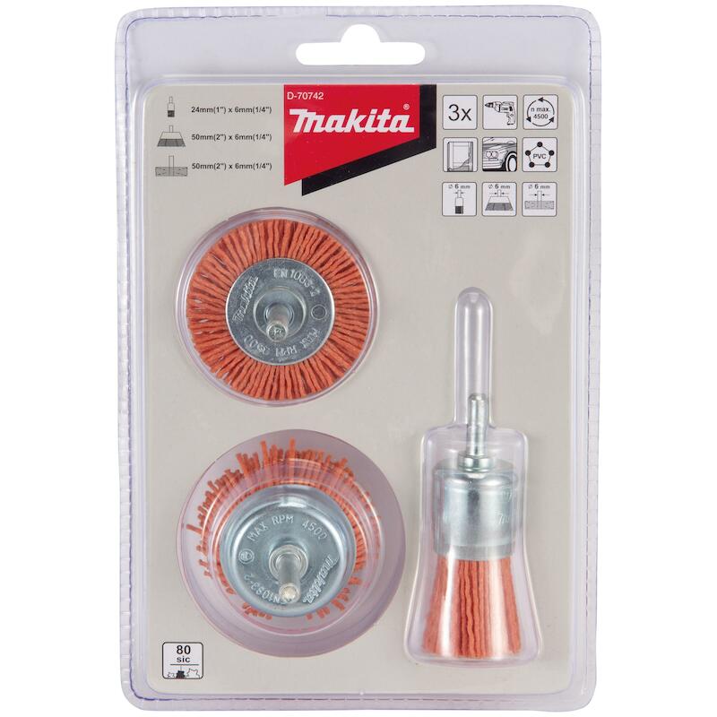 JEU BROSSES S/TIGE S6 P80   D-70742 NYLON (3PC)MAK