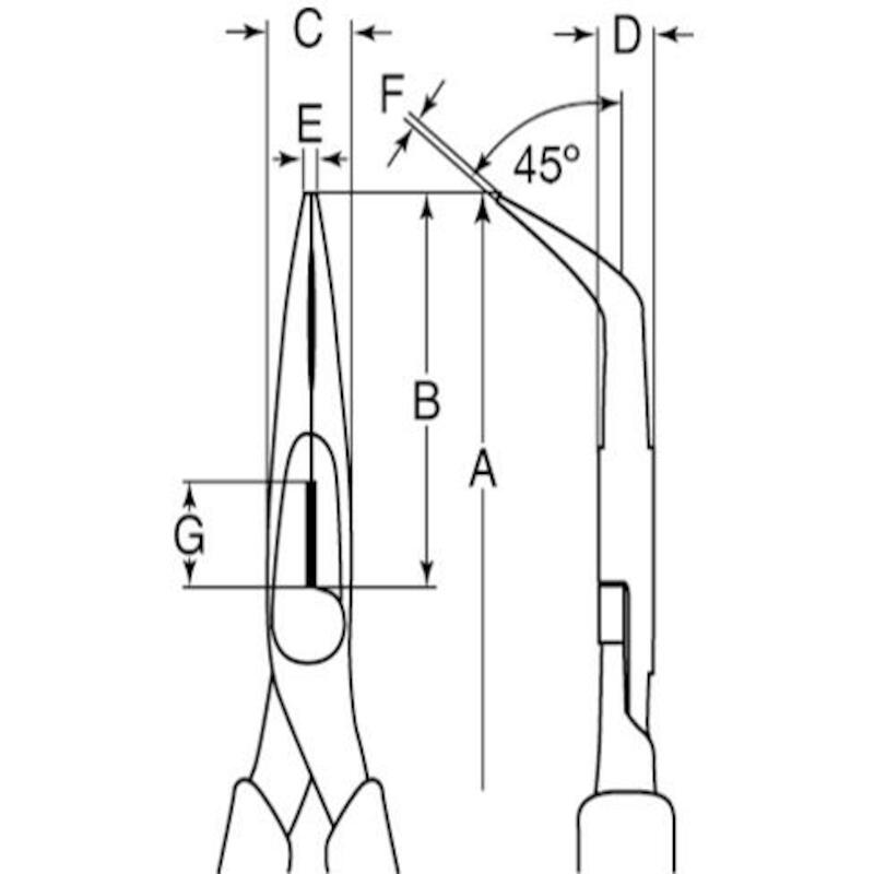 Bahco - Punttang - Gebogen 45° - ergo - Gefosfateerd - 2427 G-160 - 160 mm - 02227801