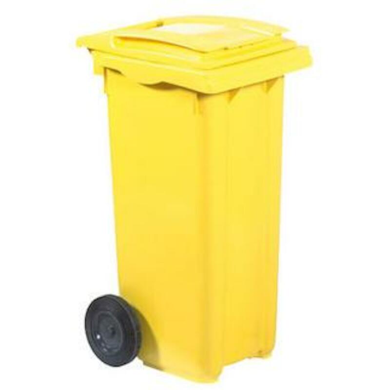 POUBELLE 80L.JAUNE          525X450X940MM  PLASTIB