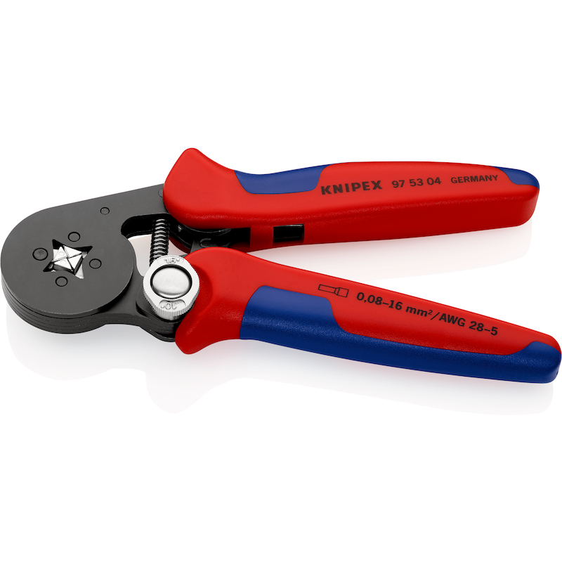 KNIPEX 975304 ZELFINSTELLENDE KRIMPTANG VOOR ADEREINDHULZEN GEBRUINEERD 180 MM