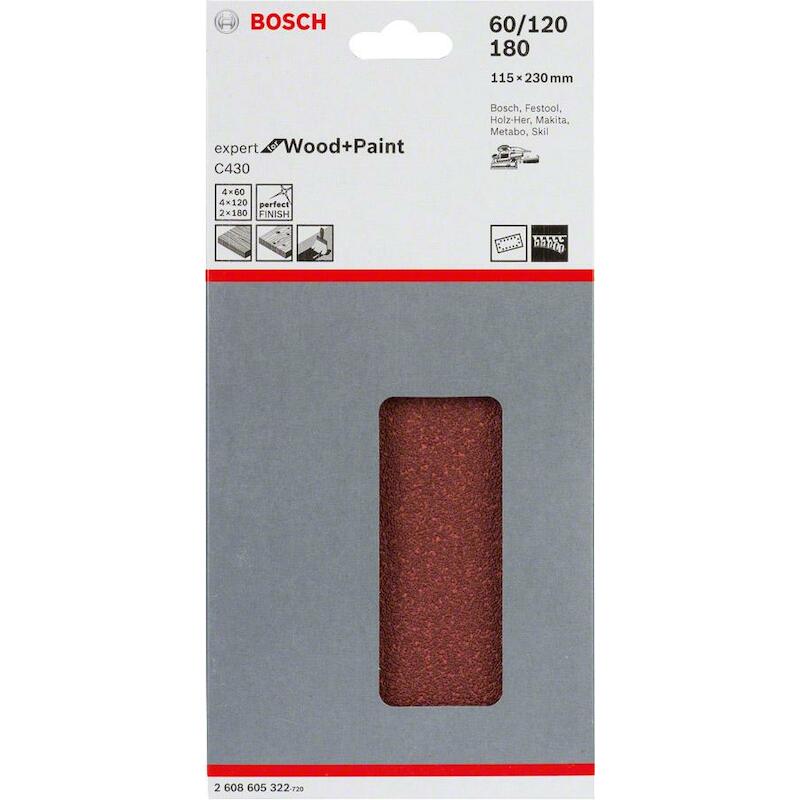 FEUILLE ABRASIVE 115X230MM  2608605322(10PC)DIVERS