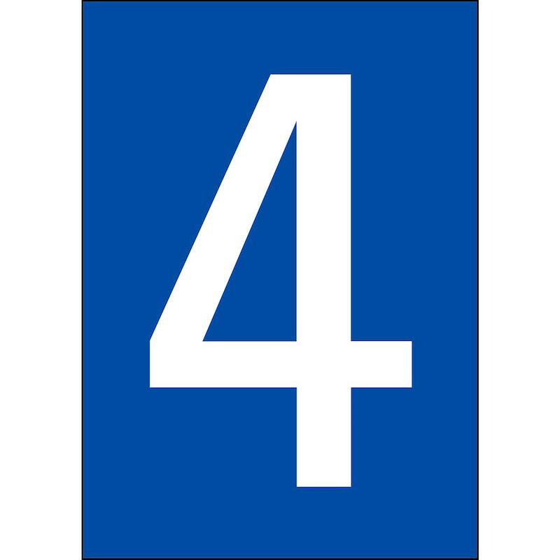 CIJFER - BRADY 911220 - '4' WIT OP BLAUW 210X297 MM (1 EA)