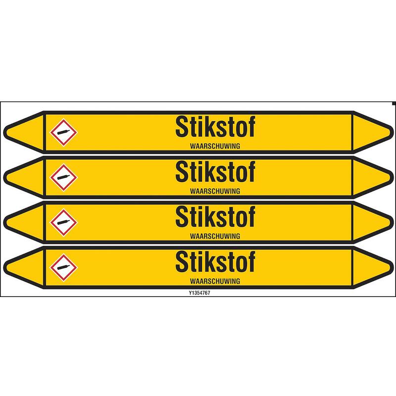 LEIDINGMERKER - BRADY N004484 - 'STIKSTOF' ZWART OP GEEL 250X 26 MM (4 EA)