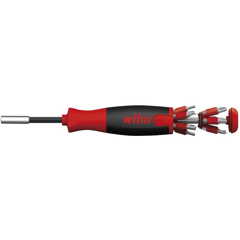 TOURNEVIS AVEC MAGASIN D'EMBOUTS LIFTUP 25 MAGNÉTIQUE MÉLANGÉ AVEC 12 EMBOUTS, 1/4" SOUS BLISTER - SB380302021 - WIHA