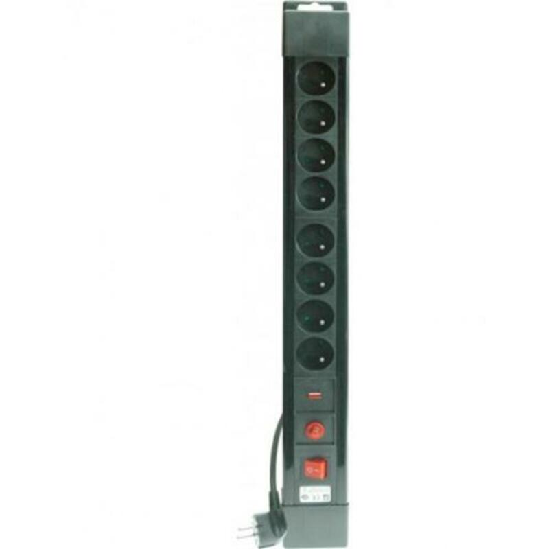 BLOC MULTIPRISE 8X2P+T-16A  38333(+INT.)5M    NOIR