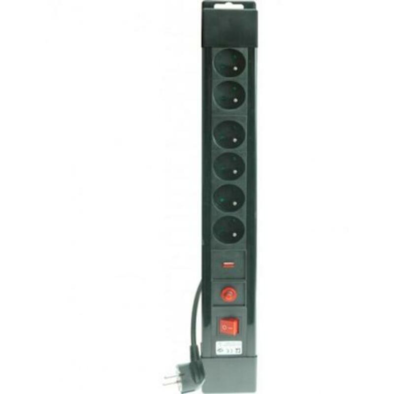 VERDEELDOOS 6X2P+A-16A      38330(+SCHAK.)5M ZWART