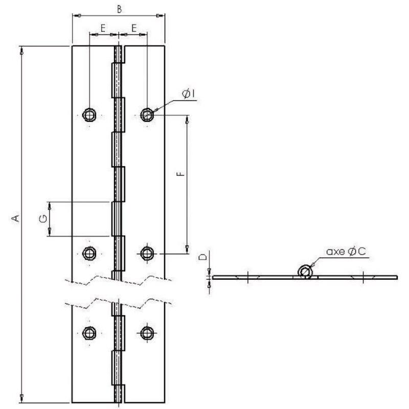 PIANOSCHARNIER 40X3480      4003 - INOX      MONIN