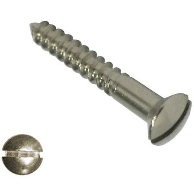 HOUTSCHROEF SLEUF BOLVERZONKEN KOP - DIN 95 - 4 X40 MM - MESSING VERNIKKELD