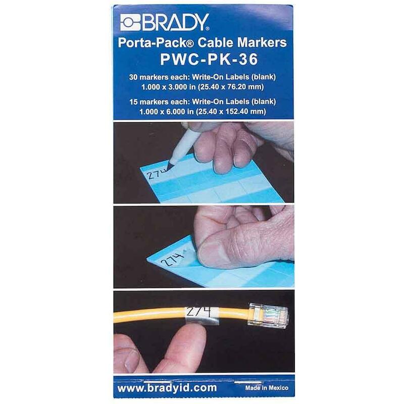 KABELMERKER - BRADY 035403 - 'BLANCO' WIT EN TRANSPARANT 25,4X (45 EA)