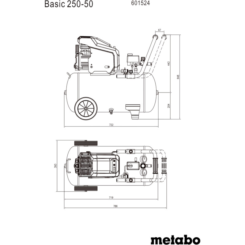 Metabo - compressor - basic 250-50 - 1500 w - 8 bar - 50 l - 08153929