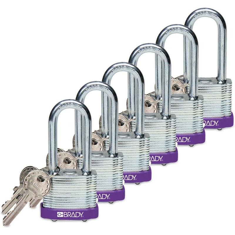 STEEL PADLOCK 44MM SHA KD PURPLE/6    BRADY   6ST