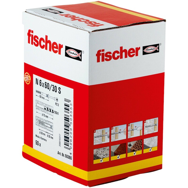 FISCHER N 6 X 60/30 S (50) NAGELPLUG N