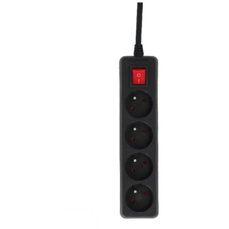 Lumx - Stekkerdoos met schakelaar - lm 40824 - 4-VOUDIG - 3g1,5 mm² - 3 m - 250 V - 16 a - Zwart - 03418397