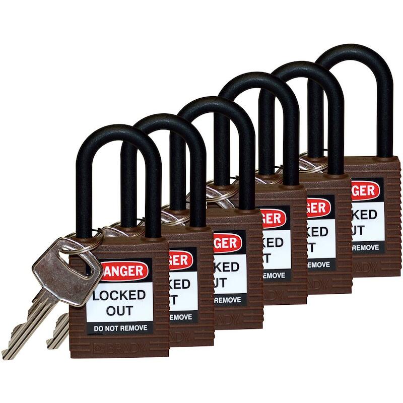 38MM SAF PADLOCK W/PS BROWN KD 6 PK    BRADY   6ST