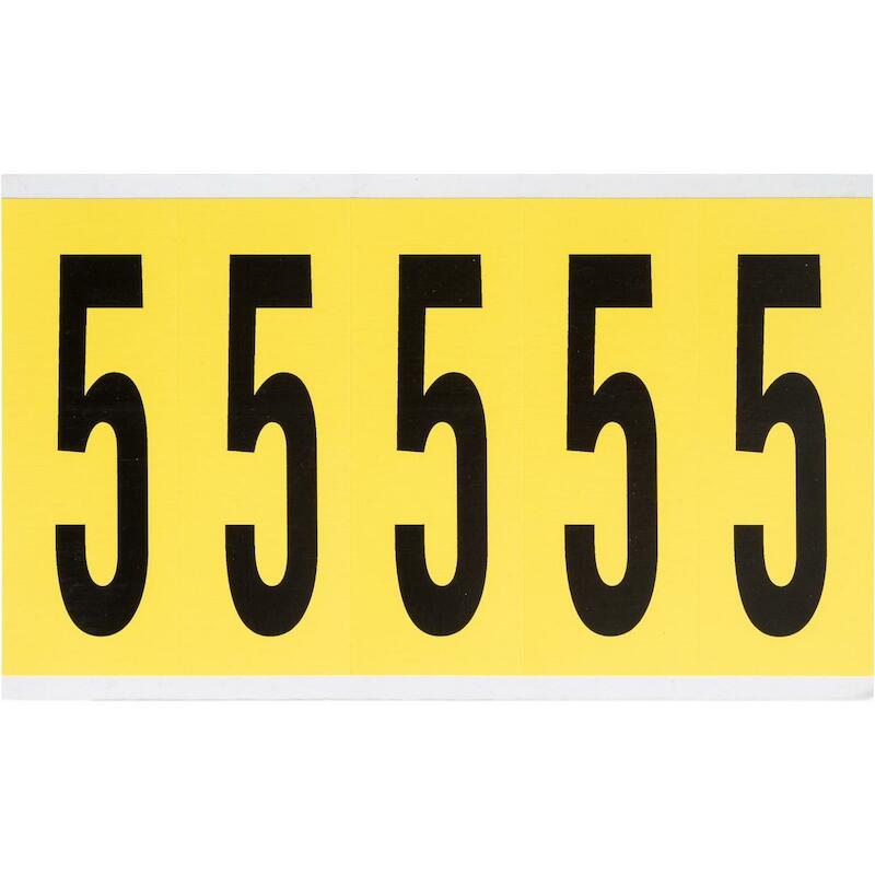 CIJFER - BRADY 034605 - '5' ZWART OP GEEL 44X127 MM (125 EA)