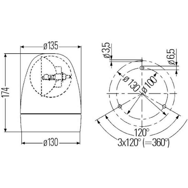 2RL.007.337.001 ROTAFIX VLAK 12V GELB