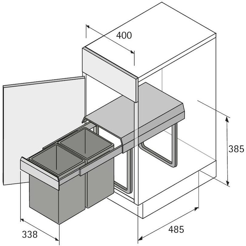 BIN.IT DUO II-400 338/485/385MM GRIJS   HETT-49474
