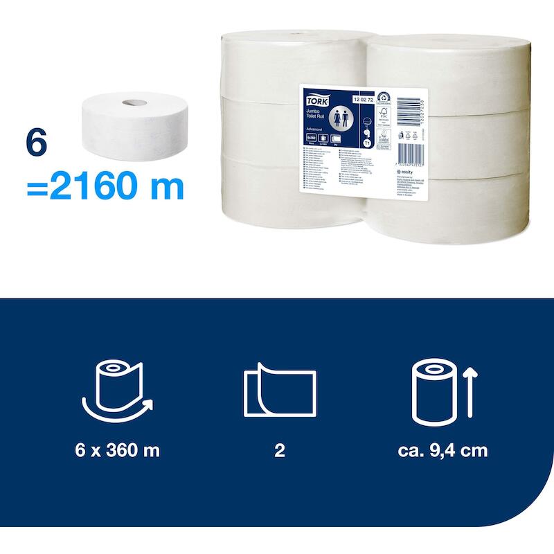 PAPIER-WC ADVANC.JUMBO-ROUL.120272-1800PCS-2P.TORK