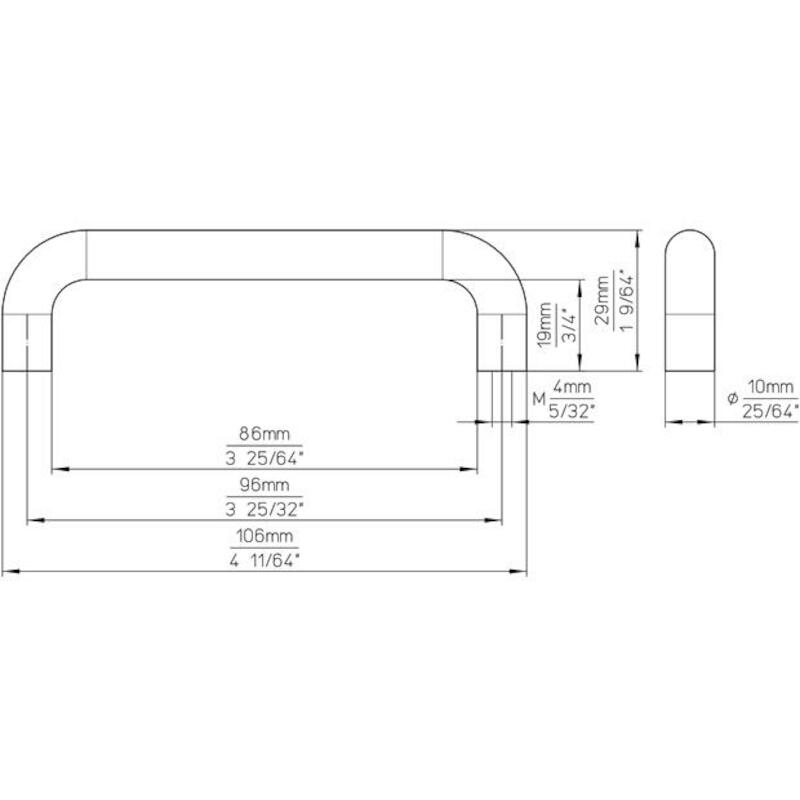 POIGNÉE EN U CHROMÉ MAT     6211-74ZN2 64MM   SIRO