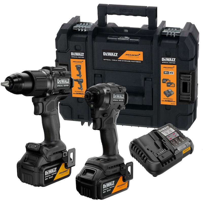 Dewalt - DCK2222MP2T-QW 18V xr McLaren brushless power tool kit with DCD86m hammer drill and DCF86m impact driver - 2x 5.0 Ah battery - tstak - 08155501
