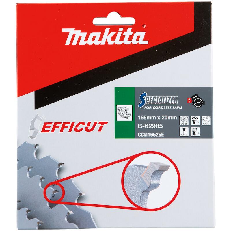 LAME DE SCIE CIRCULAIRE, EFFICUT TCT, 165 X 20 MM, 25 T - B-62985 - MAKITA