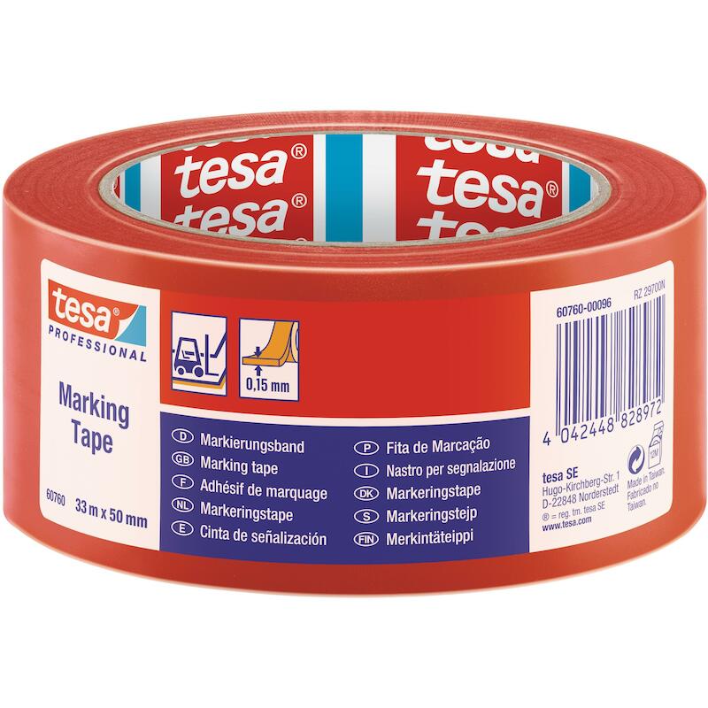 RUBAN SIGN.HAZARD WAR.ROUGE 60760  50MM X 33M TESA