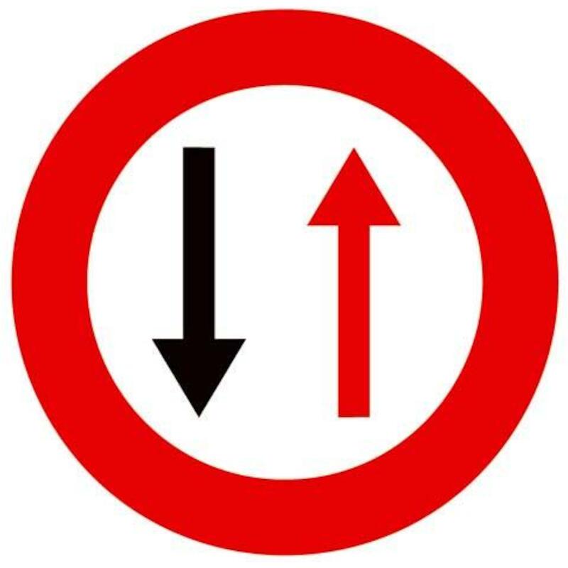 VERKEERSBORD - B19 - T250 VOORRANG B19 SMALLE DOORGANG