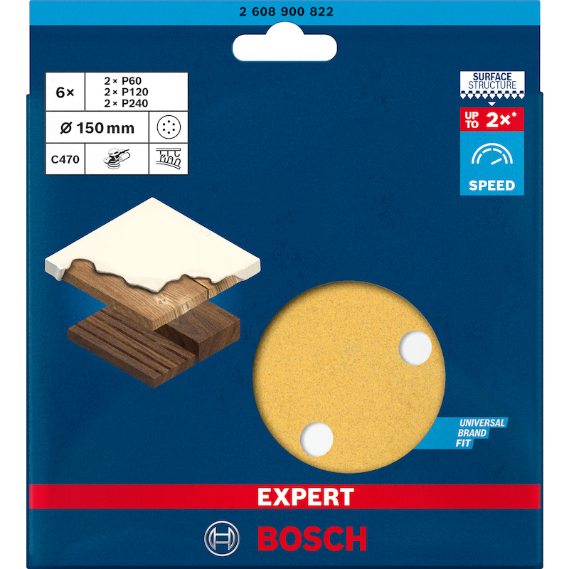 SET SCHUURVELL.HOUT 150 6G. 2608900822  (6ST)BOSCH