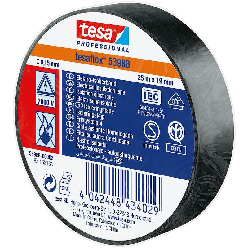TOILE ISOL.TESAFLEX NOIR    53988  15MM X 10M TESA