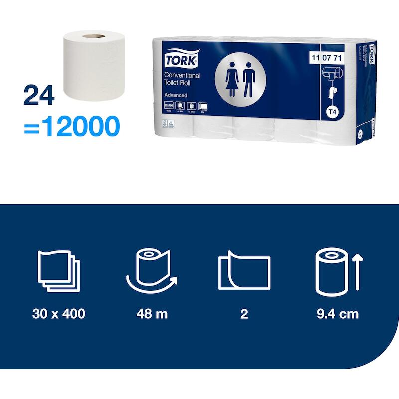 PAPIER-WC ADVANCED ROUL.    110771-400PCS-2P. TORK