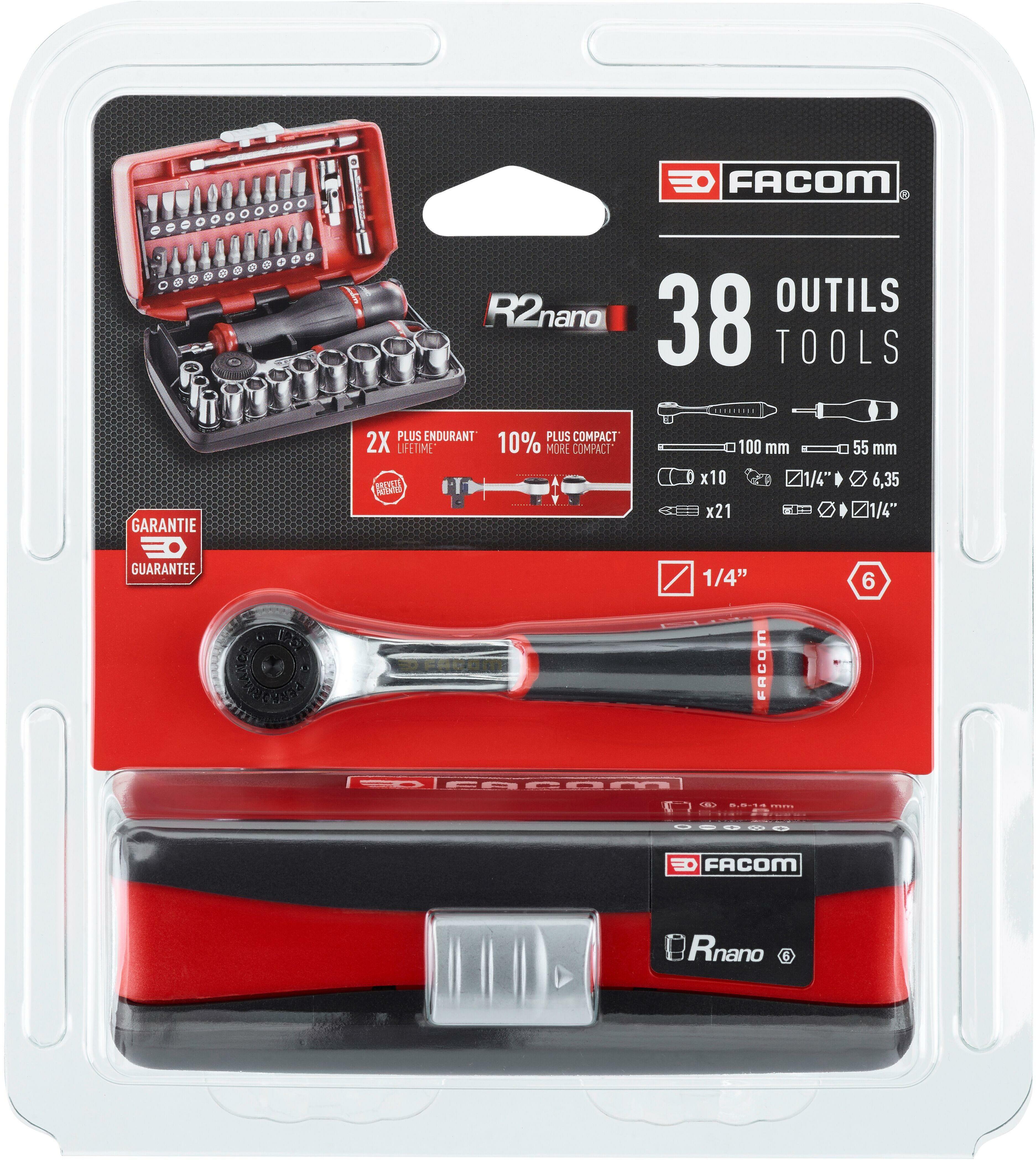 HANDDOPPENSET 1/4"+RATEL    R2NANOPB         FACOM