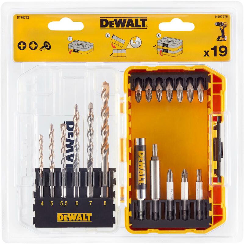 SET FORETS+EMBOUTS TOUGHC.  DT70712   (19PC)DEWALT