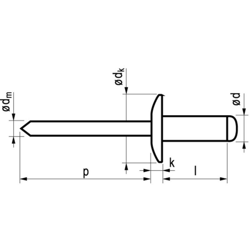 BLINDKLINKNAGEL GBK ALU/STAAL 1032 - 4,8 X 12 X 14