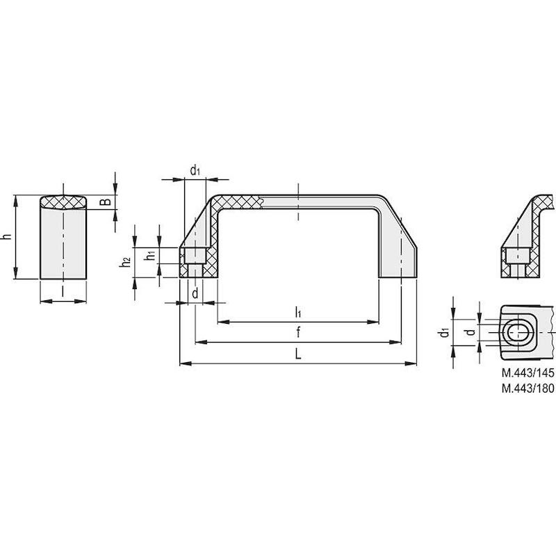 BEUGELHANDGREEP PA ZWART    M.443/150-CH-C9  ELESA