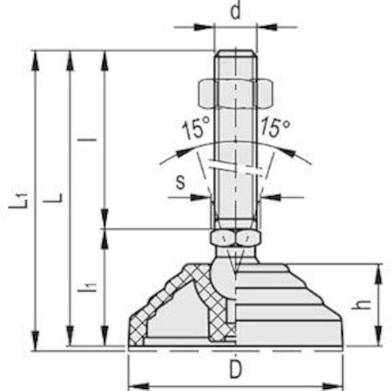 NIVELLEERVOET ZWART         LV.A-60-14       ELESA