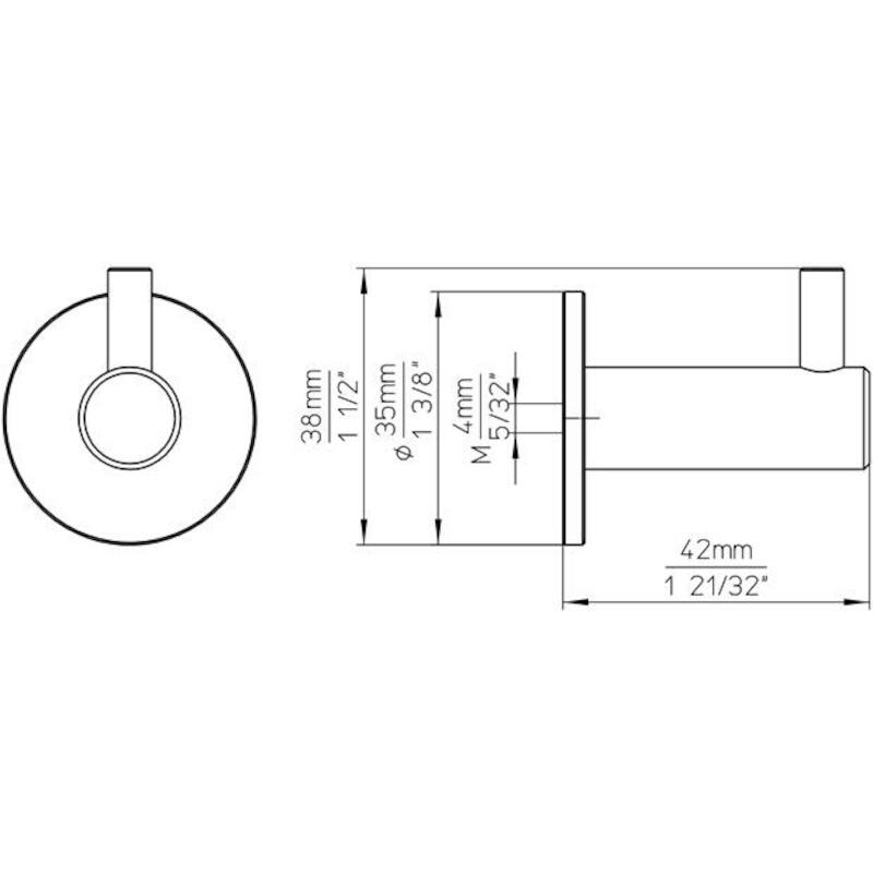 PORTE MANTEAU/ROSACE INOX   1658-N1 42MM      SIRO