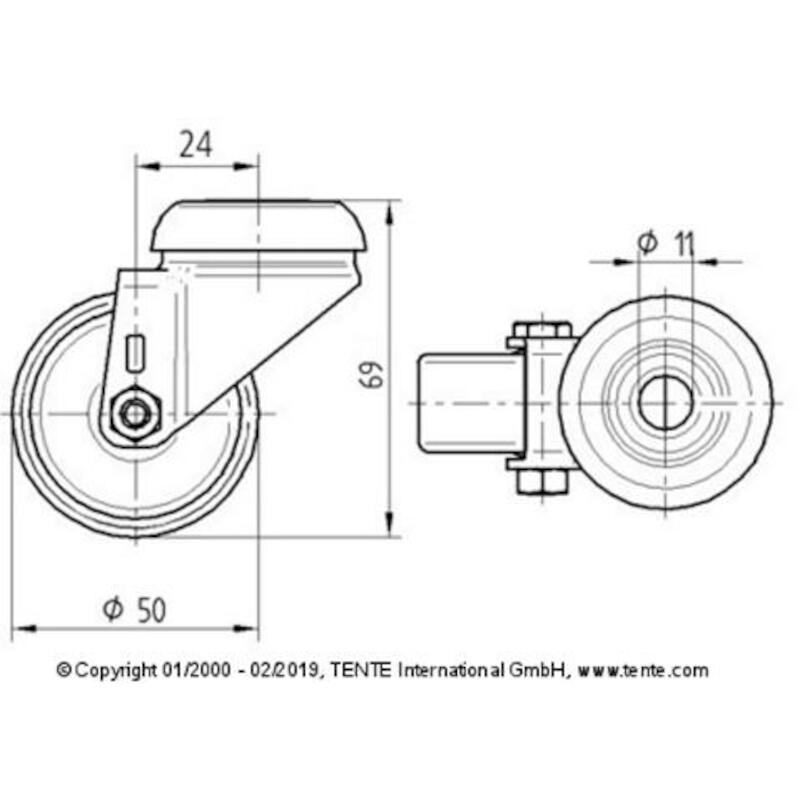 WIEL RUBB.ZWENK GRIJS 40KG  2470-DIK-050-P30 TENTE