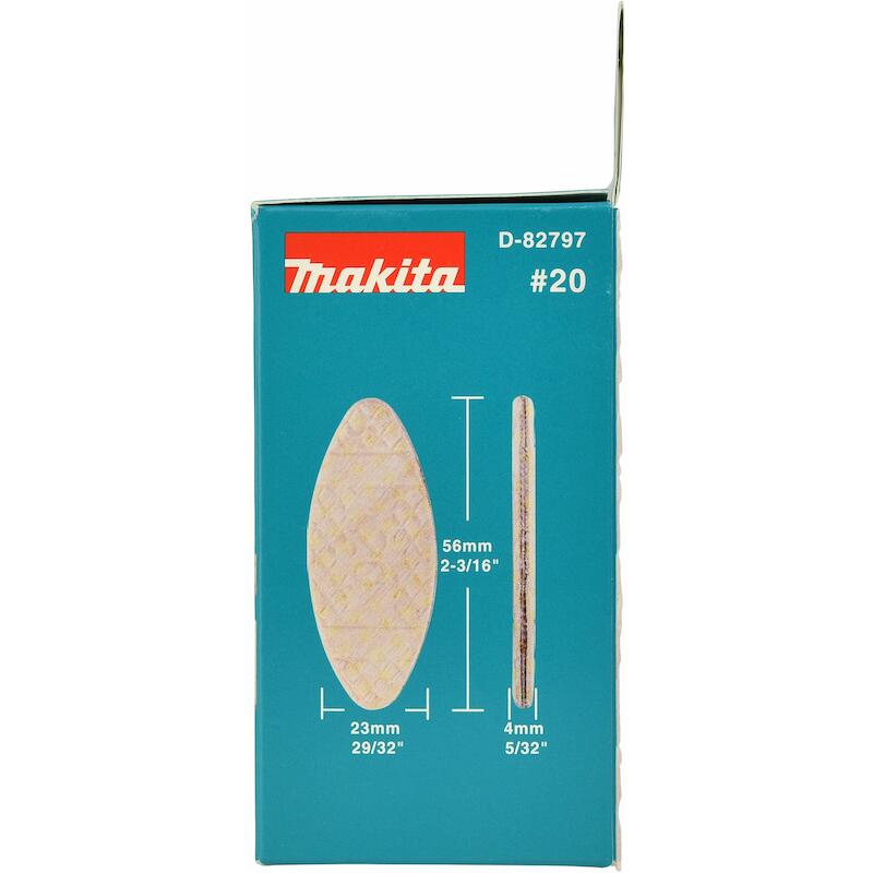 Makita - Lamelles d'assemblage - N° 20 - 56 x 23 x 4 mm - 100 pièces - D-82797 - 03417026