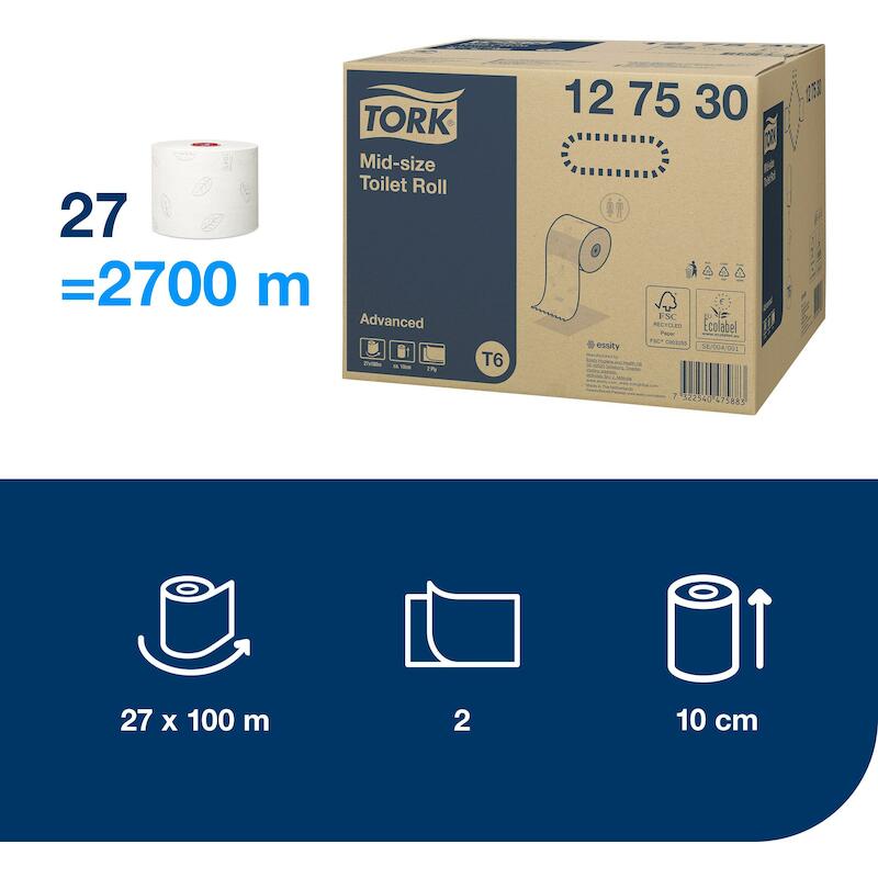 TOILETPAPIER 2 LAAGS - TORK 127530 - ADVANCED ( 100 M)