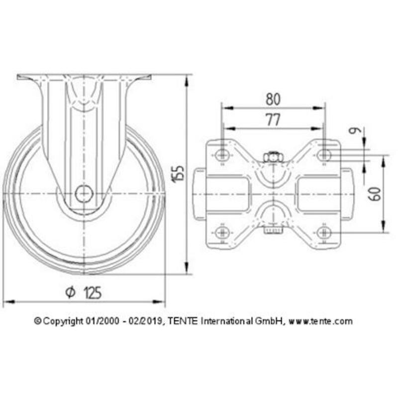 ROUE NYLON FIXE BLANC 250KG 3478-UOR-125-P62 TENTE