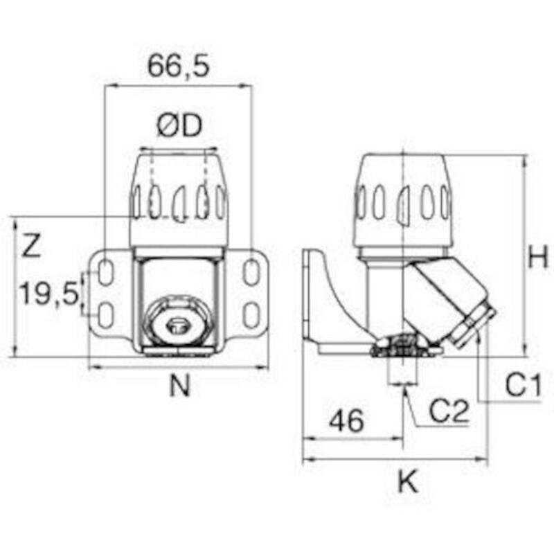 PLAQUE FIX.45°25MM 1X1/2"   6639 25 21    TRANSAIR
