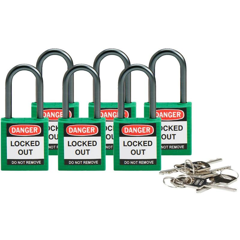 COMP SAFE PADLOCK 32MM SHA KD GREEN/6  BRADY   6ST