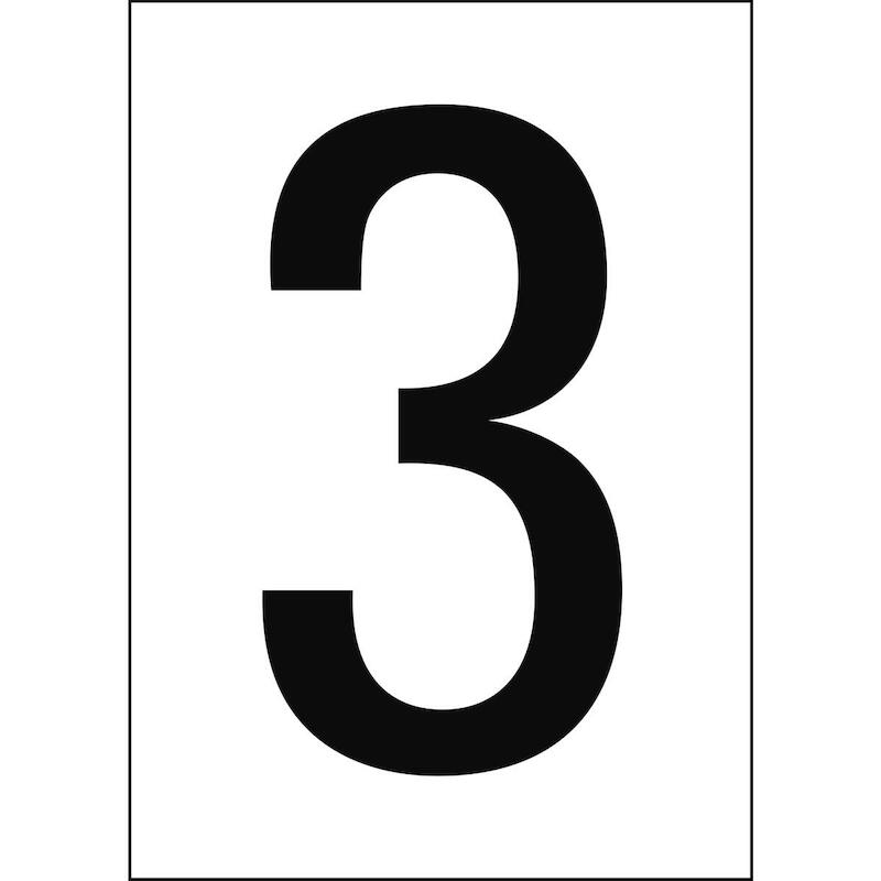 CIJFER - BRADY 911338 - '3' ZWART OP WIT 210X297 MM (1 EA)