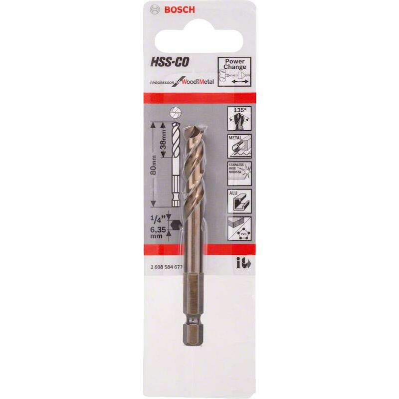 Bosch - Centreerboor - HSS-Co - ø 1/4" - 80 mm - 2608584677 - 01048783