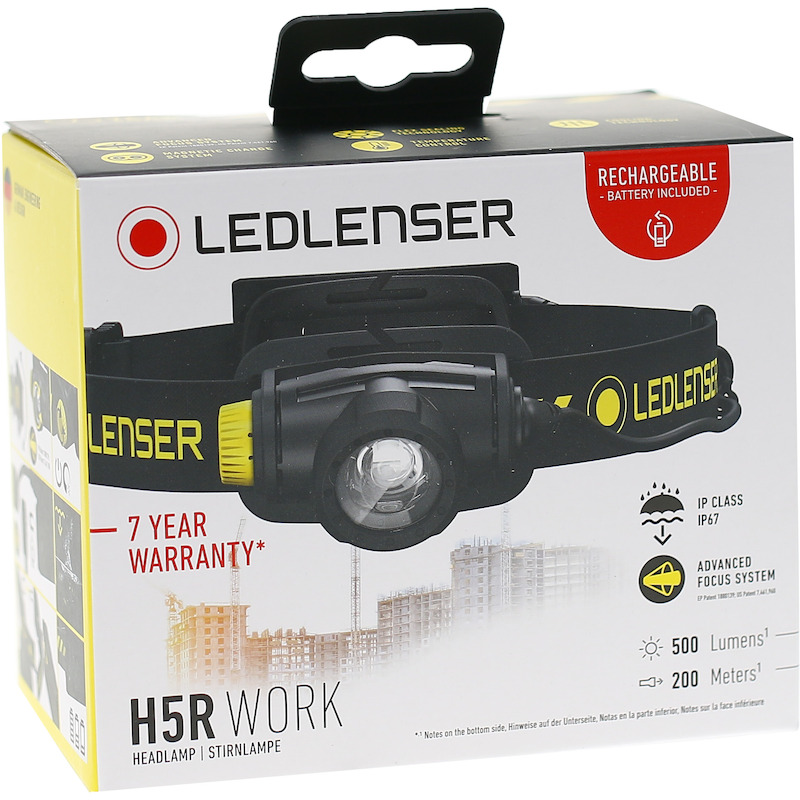 LAMPE FRONT.500LM-200M-30H  H5R WORK RECHARG.  LED