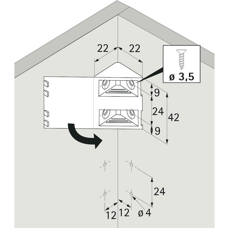 UNIVERSELE HOEKVERBINDER WIT            HETT-44742