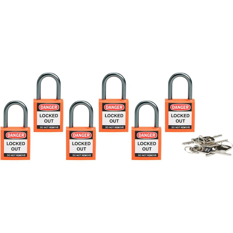COMP SAFE PADLOCK 32MM SHA KD ORG/6    BRADY   6ST